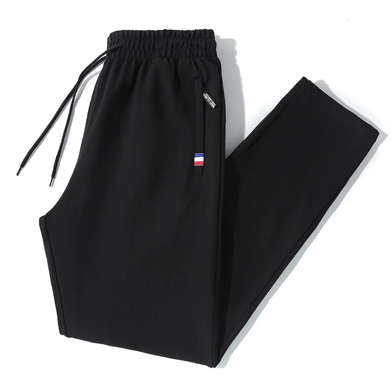 

Tri color logo with thick velvet winter men's sports pants, men's polyester sanitary pants, knitted casual pants, oversized loos