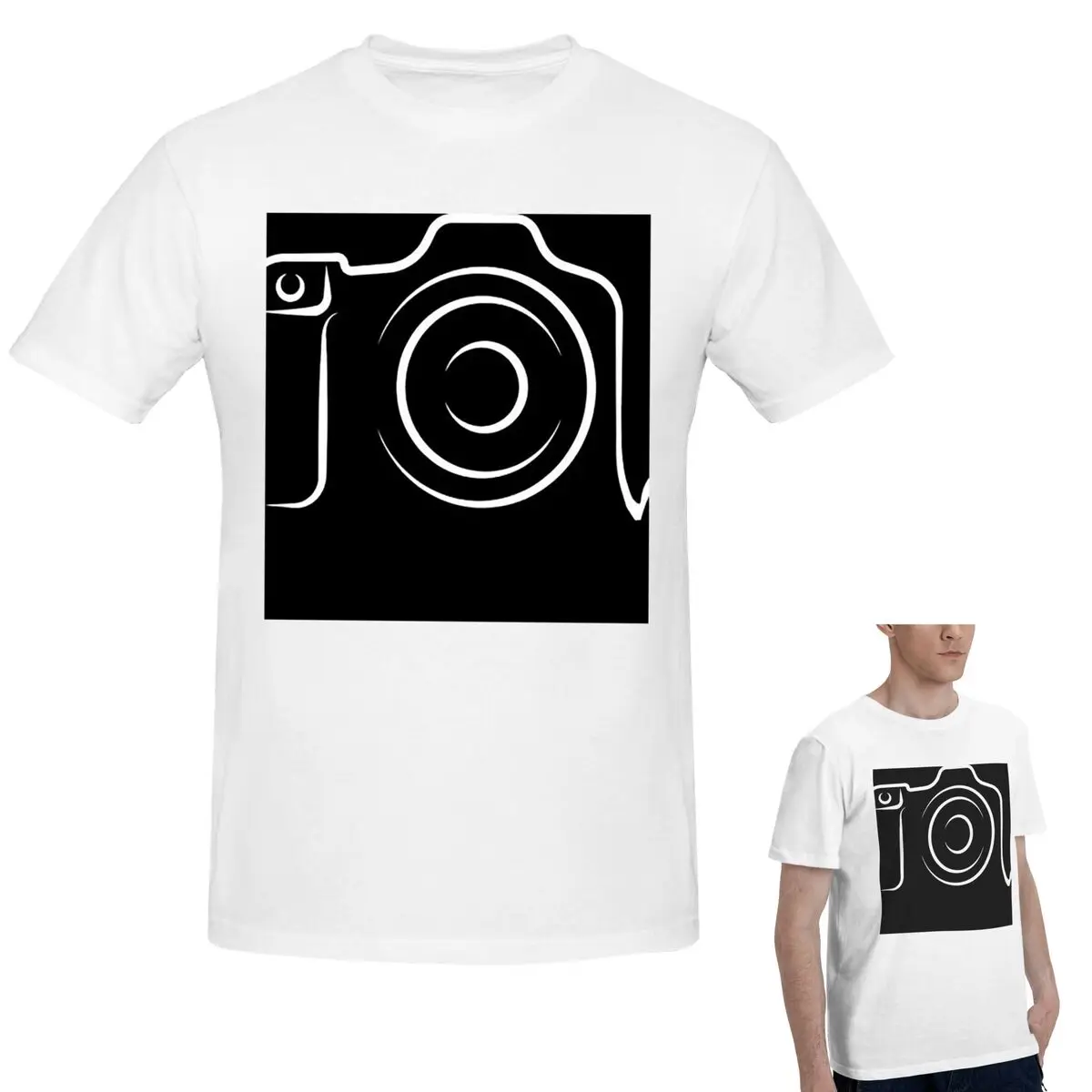 

Хлопковая футболка с фотографом HeartBeat, мужская забавная футболка большого размера, мужские летние рубашки с круглым вырезом, топы, S-6XL