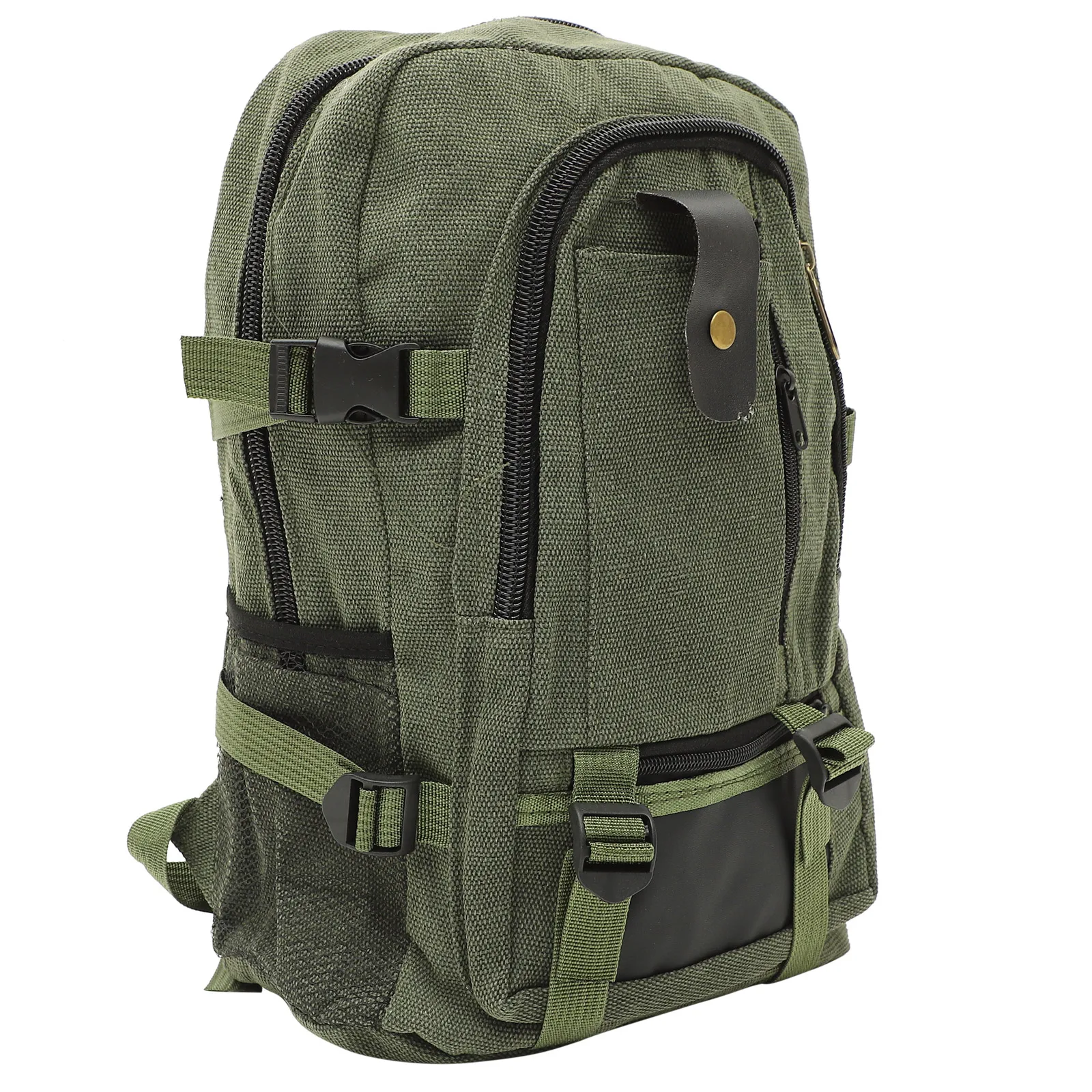 

Green Rucksack Large Capacity Canvas Backpack Travel Casual Canvas Satchel Durable Backpack Multifunction Student School Bag