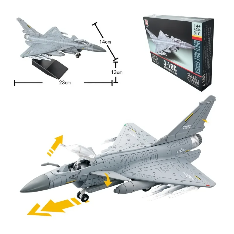 1/72 Creative Military Series J-10C Multi-Role Heavy Fighter Building Blocks Glue Free Model DIY Decoration Toys For Xmas Gifts