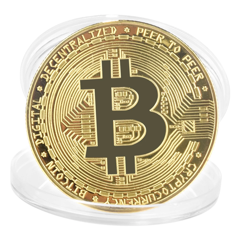 Banhado a ouro Moeda comemorativa física Bitcoin, Lembrança Criativa, Grande Presente Colecionável, Bit Coin Art Collection, 1Pc