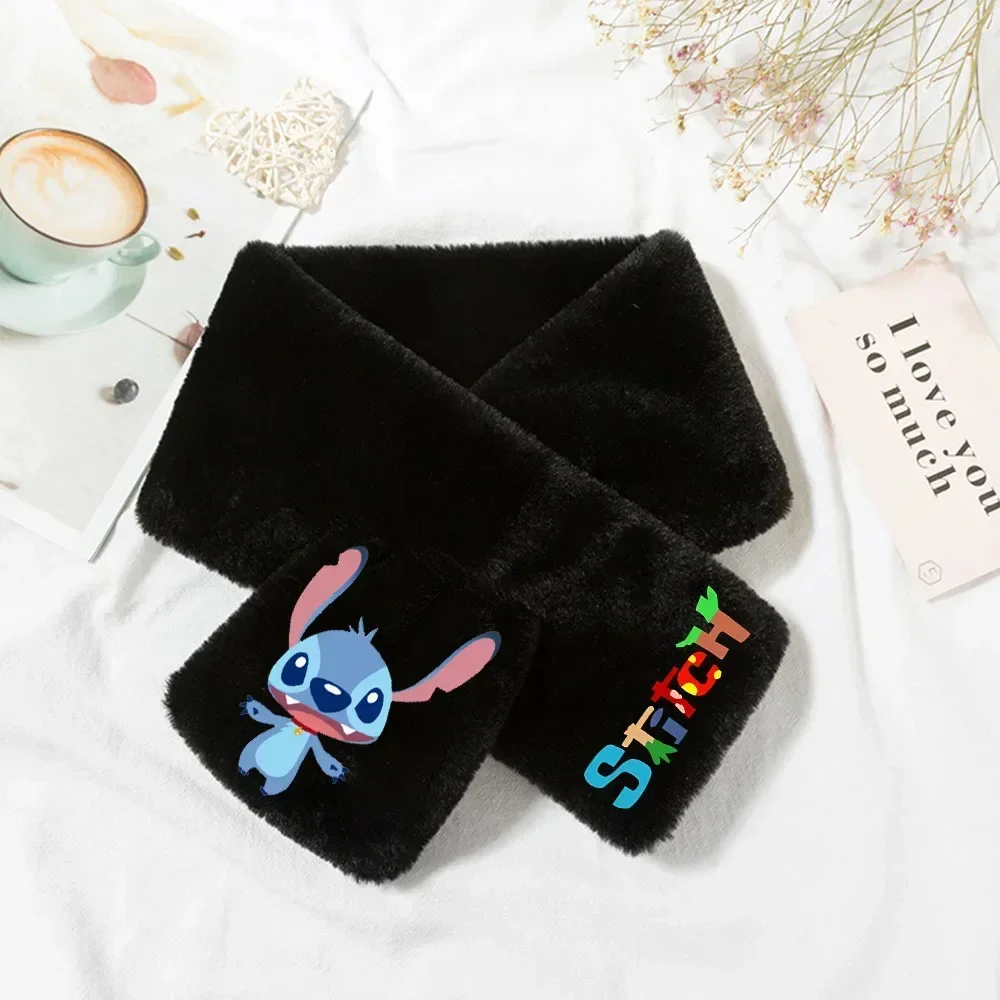 Lilo & Stitch Disney Scarfs Anime Cartoon Angel Super Soft Plush Neckerchief Warm Shawl Boys Girls Autumn Winter Kids Xmas Gift