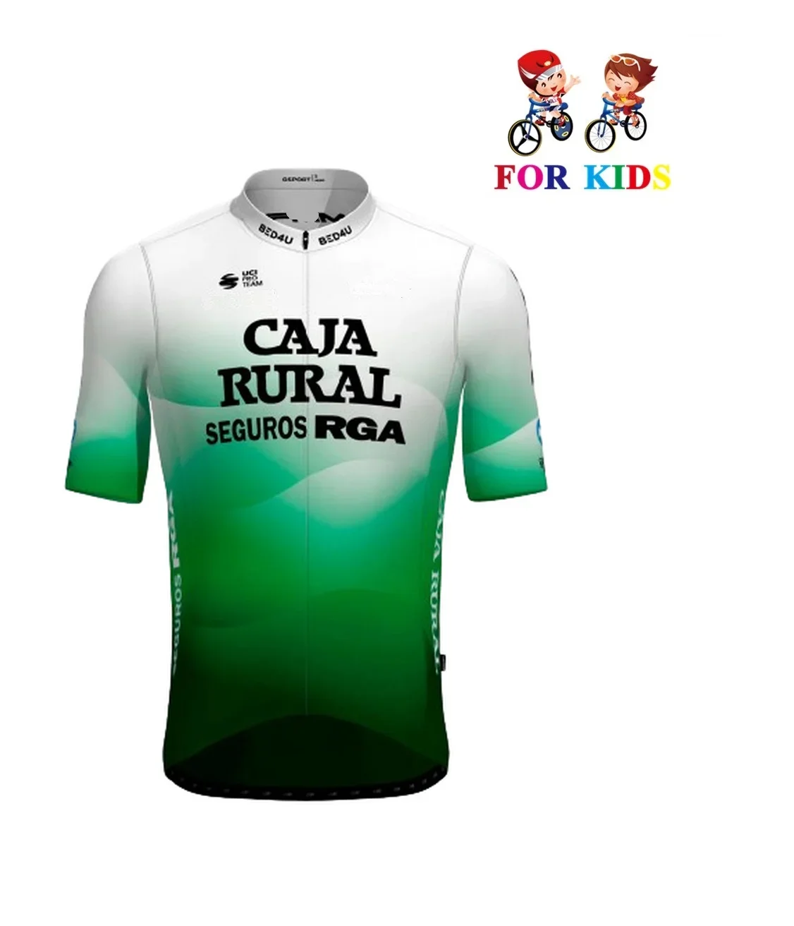 KID'S 2024 Caja Rural - Seguros RGA TEAM Children Cycling Jersey Short Sleeve Bicycle Clothing With Shorts Ropa Ciclismo