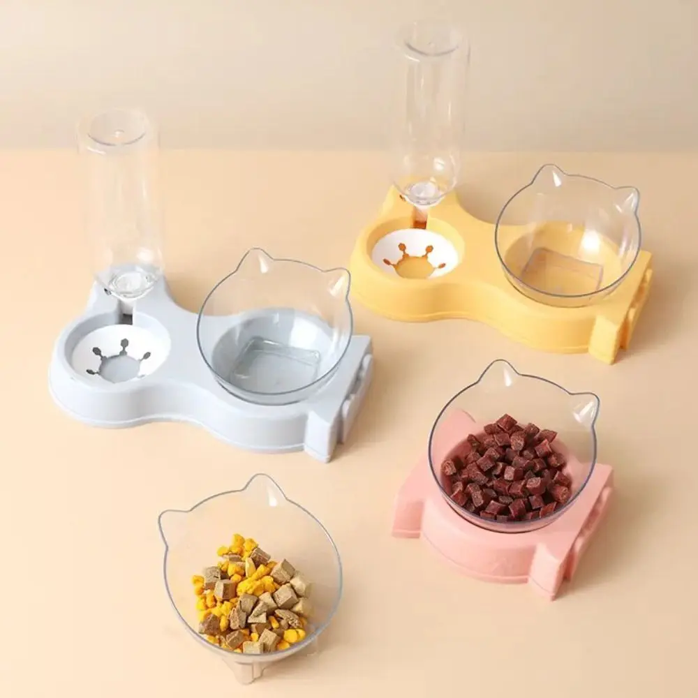 Large Capacity Cat Automatic Water Feeder All-in-One Automatic Cat Food Bowl With Drinking Bottle Splicable Pet Feeder