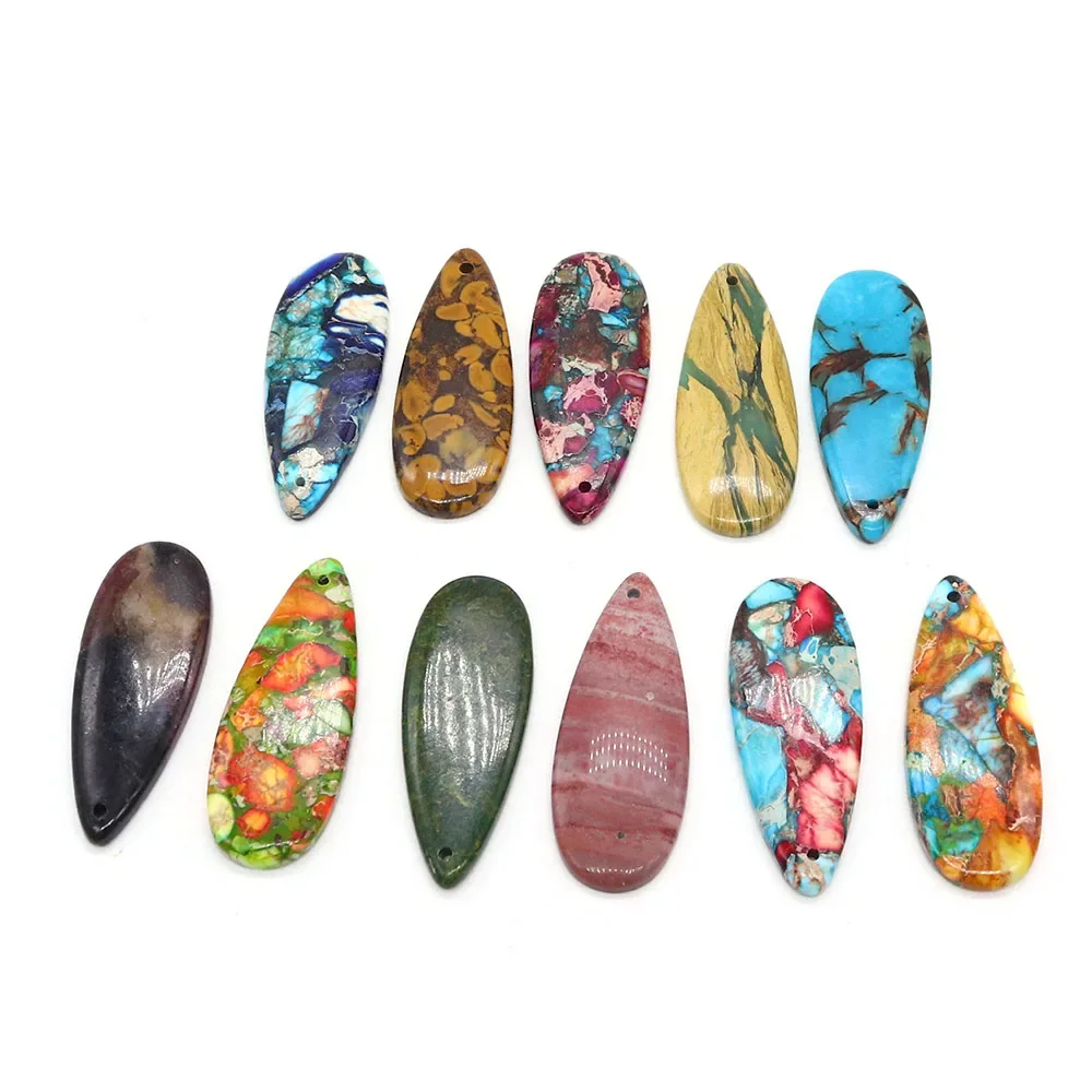 Natural Imperial Stone Teardrop-shaped Multicolored Single-hole Necklace Pendants Earrings DIY Accessories and Loose Beads
