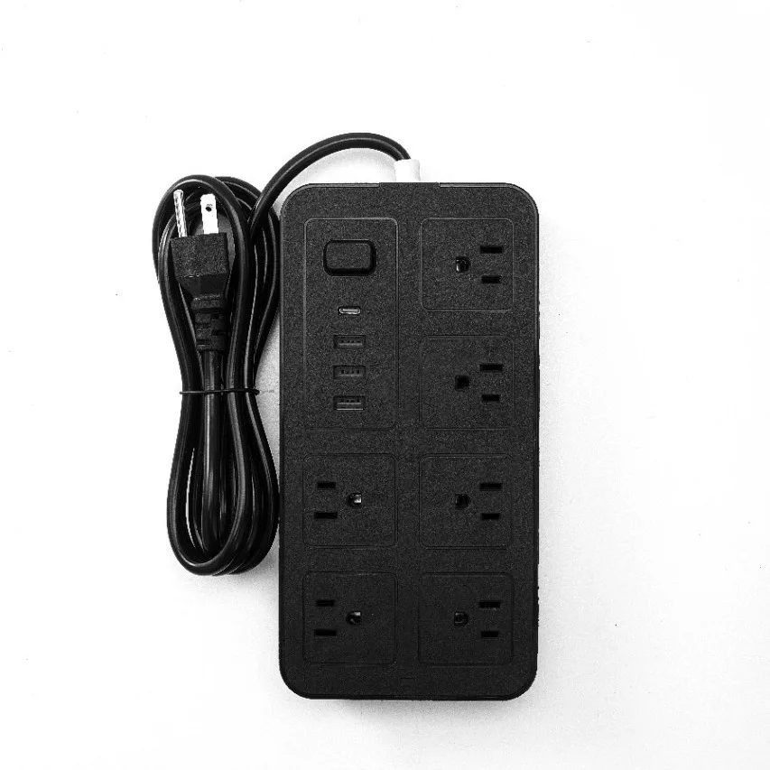 US Power Strip Extension Electrical Socket with 6 Outlets 3USB Type-c 2000W AC110~250V Power Sockets