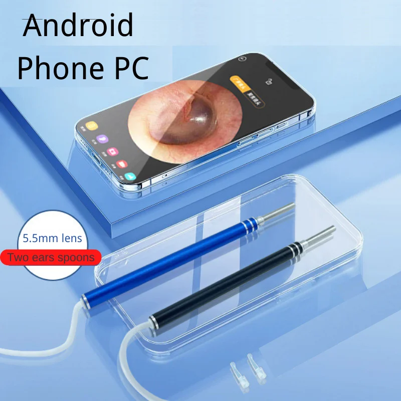 5.5MM HD Visual Ear Endoscope 3 in 1 USB Otoscope Ear Wax Cleaning Inspection Camera Tools for Android Phone PC