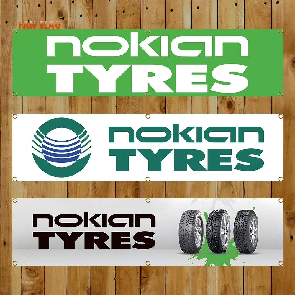 60x240cm Auto Parts Nokians Tires Banner Flag Polyester Printed Garage or Outdoor Decoration Tapestry