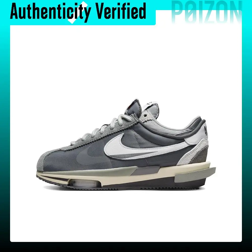 Nike x Sacai Zoom Cortez Fabric Slip Resistant And Breathable Low top Casual City Commuting Running Shoes Unisex DQ0581-001