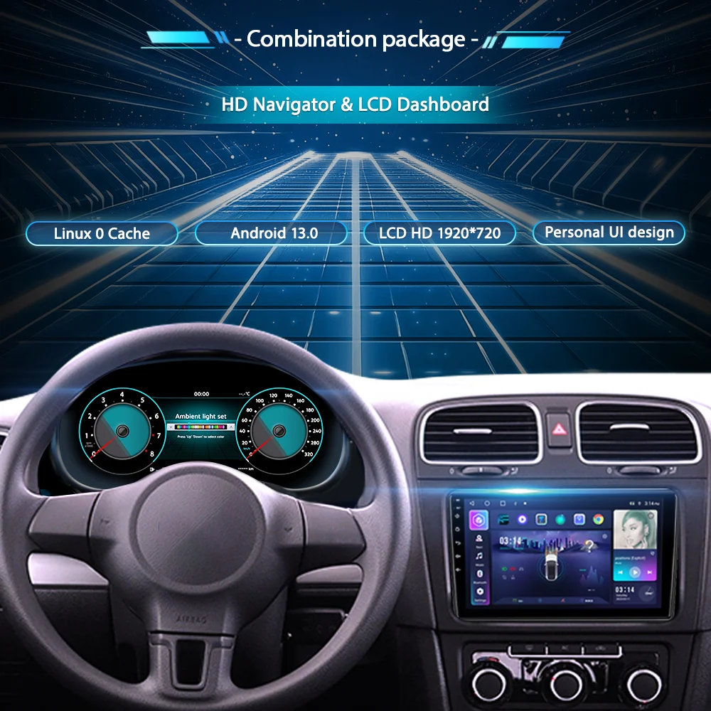 Speedometer Linux Lcd Digitaal Dashboard For VW Golf 7 7.5 MK7 7.5  2013 14 15 16 17 18 19 20  Years Cluster Auto Radio Instrument Paneel Cockpit