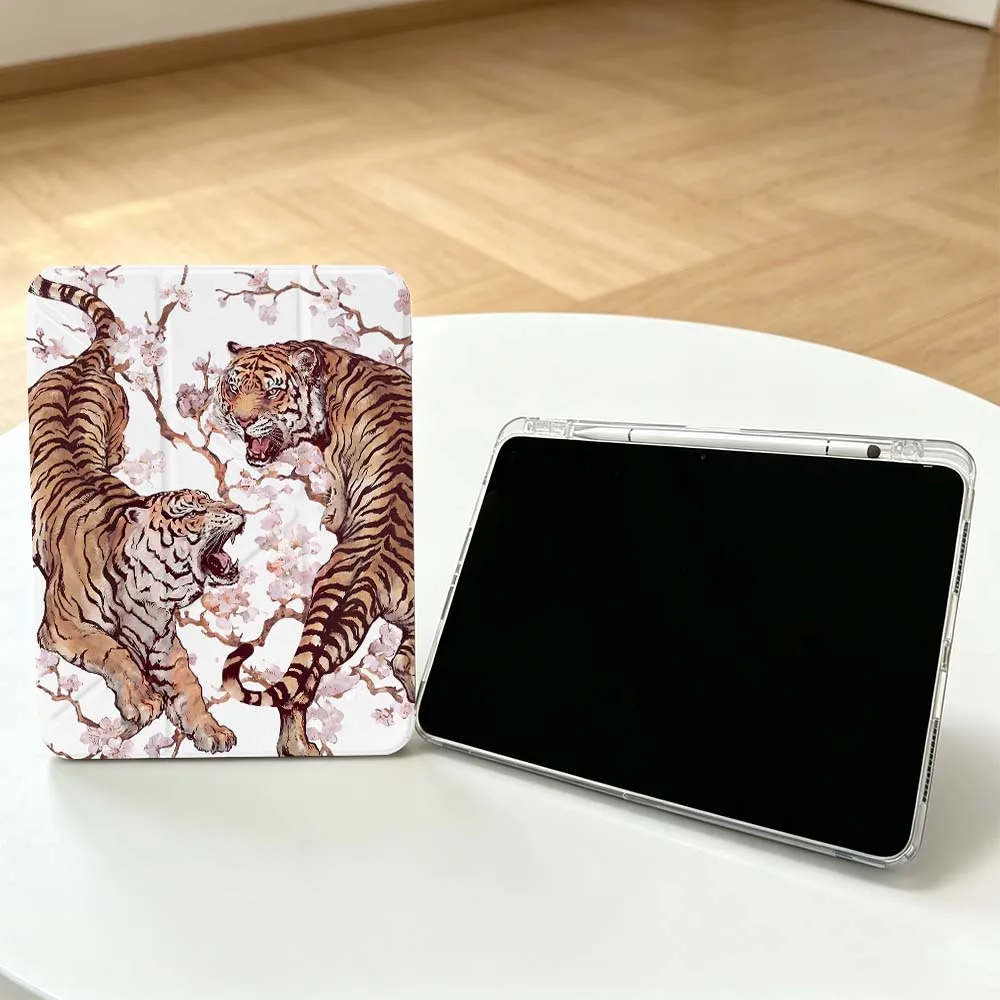 Tiger Cherry Blossom Art Soft For Apple iPad Air A16 4 12th 11th 10th 7th 11 12.9 13 10.5 inch Gen 3Y Tablet Case