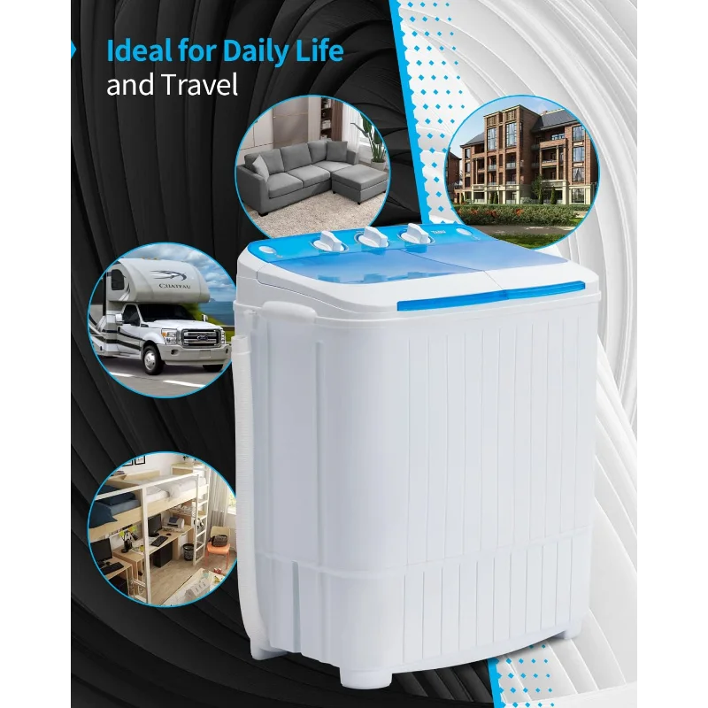 Портативная стиральная машина TABU 17,6 фунтов, компактная стиральная машина, мини-стиральная машина, стиральная машина с двойной ванной и губкой, идеально подходит