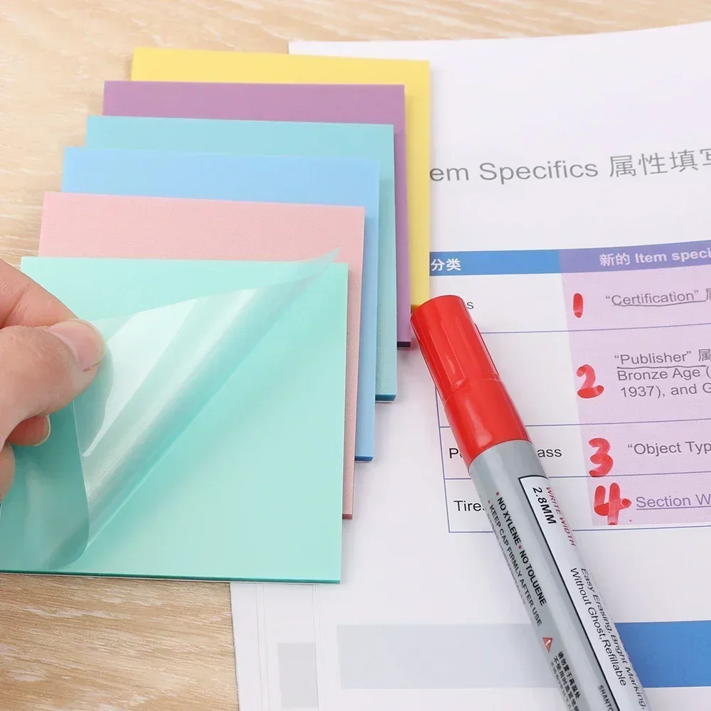 Kleurrijke transparante zelfklevende notitieblokken Doorschijnend Post It Memo Pad voor lezen Leren Sticky Notes Briefpapierbenodigdheden