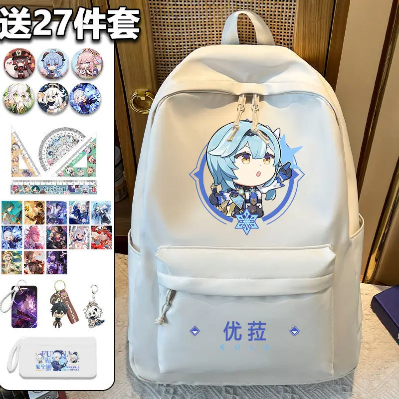 Anime Cute Genshin Impact Student Backpack For Girls, Elementary School  Large Capacity Backpack, Hu Tao, Klee, Paimon Double