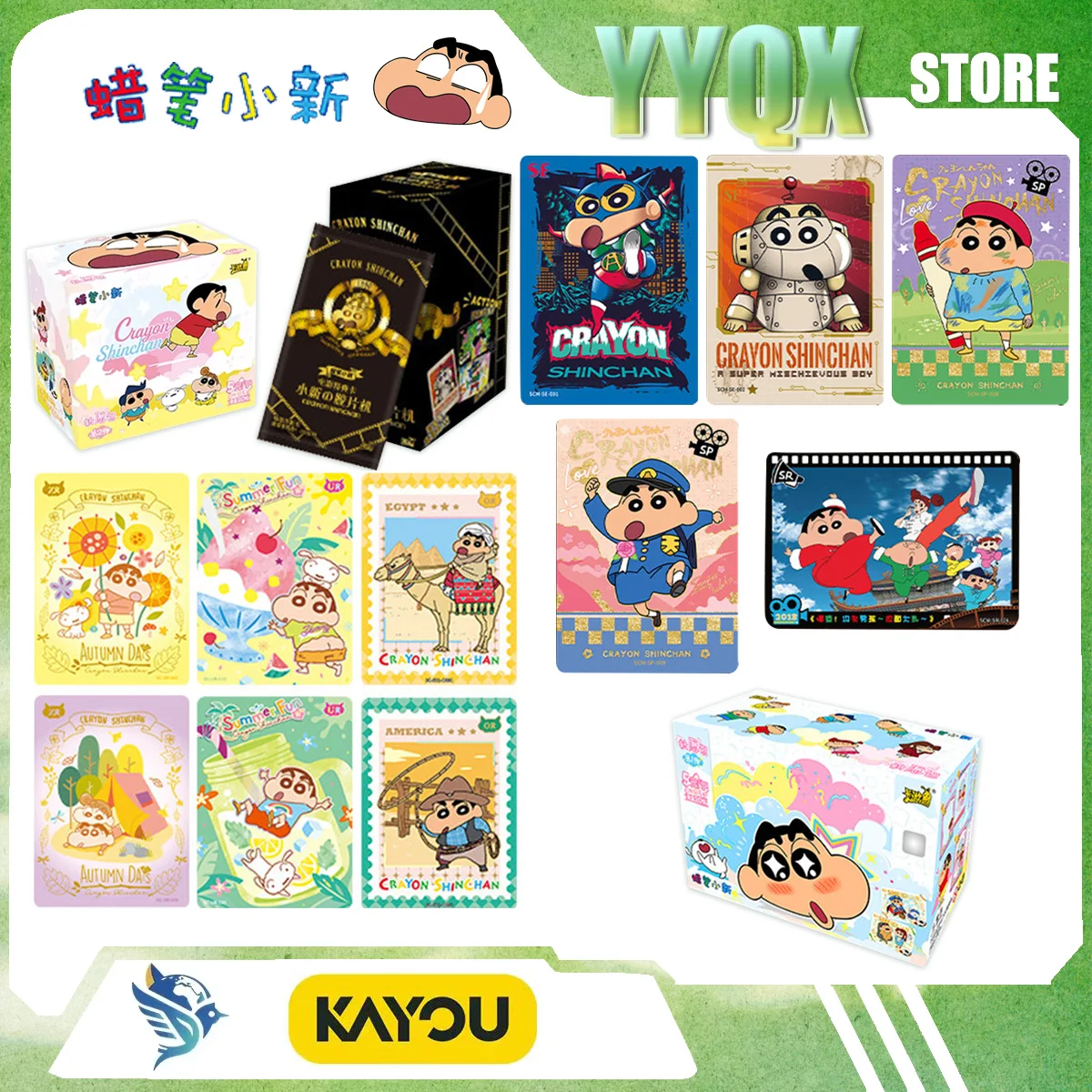 

KAYOU 2026 Новые коллекционные карточки и сувениры с персонажами Crayon Shinchan, анимационные фигурки, милые подарки-сюрпризы