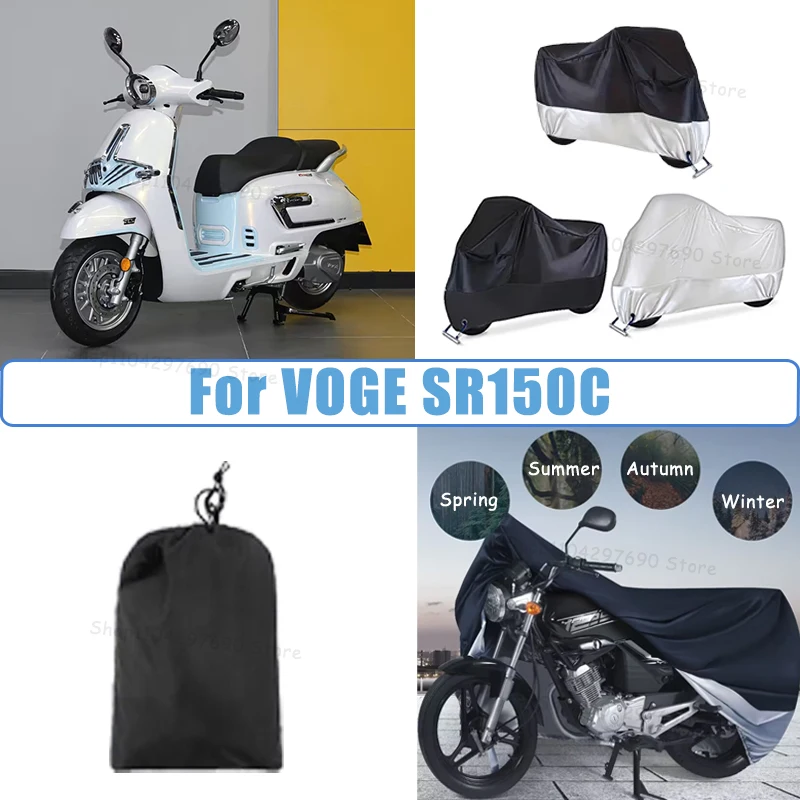 210D Oxford Motorcycle Cover Waterproof All Season UV Protection For VOGE SR150C Anti-Tear Windproof Motorbike Cover