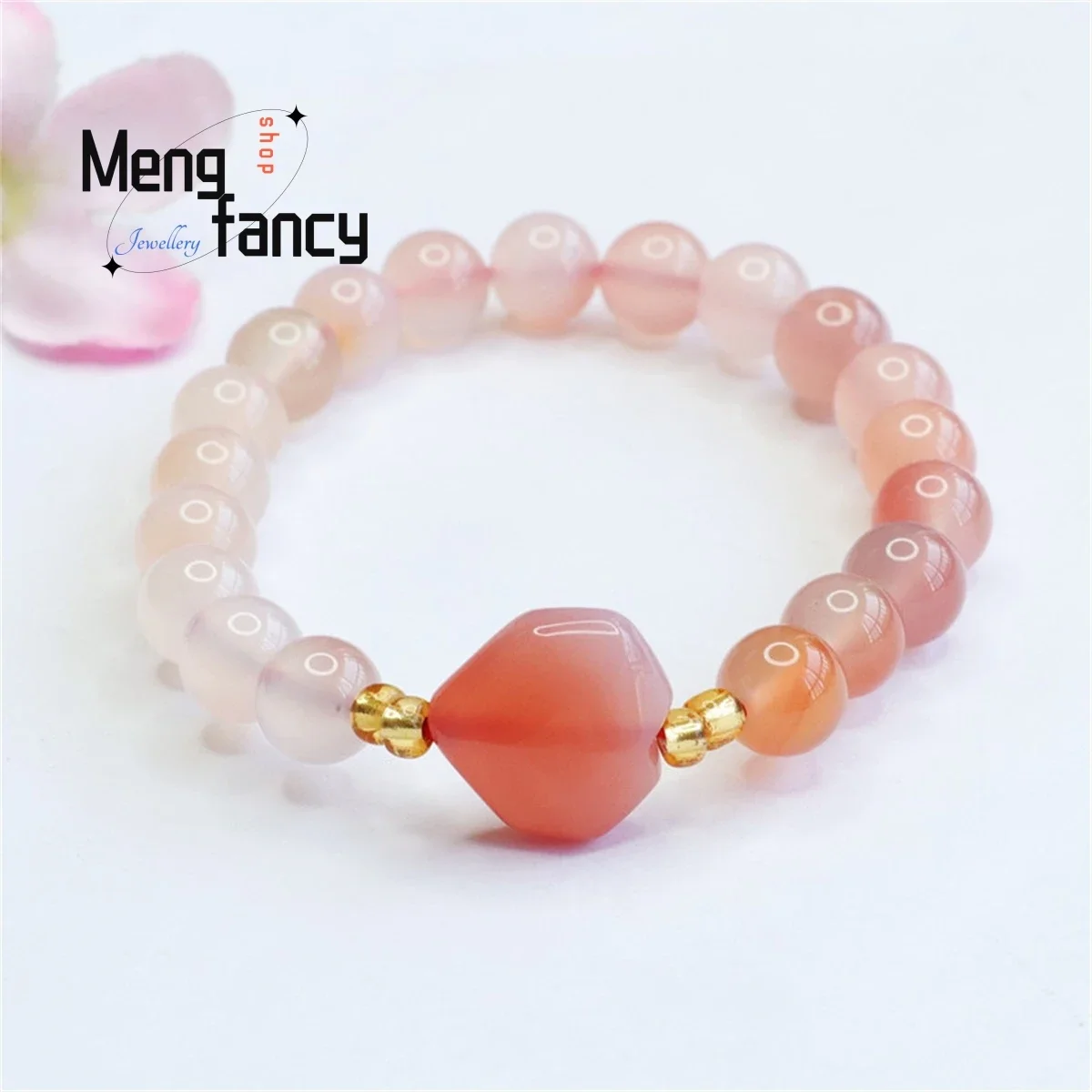 

Natural Salt Source Agate Love Bead Bracelet Simple Elegant Personalized Fashion Versatile Exquisite Women Luxury Couple Jewelry