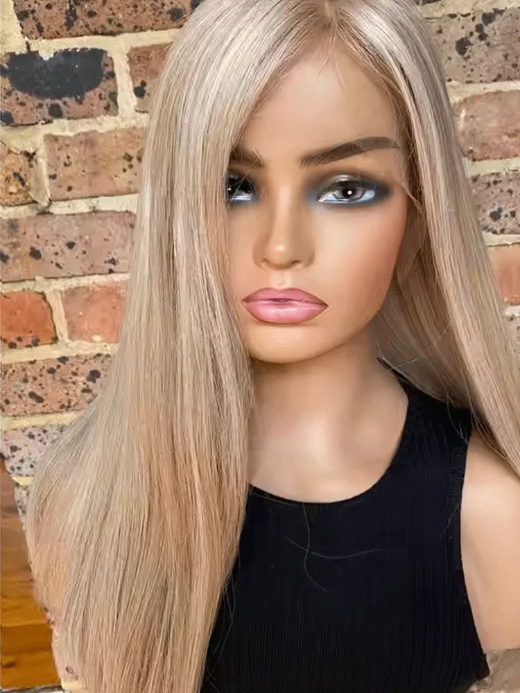 Blonde Synthetic Wig Natural Wig Lace Front Wig Straight HD Hight Density Pre plucked For Women Daily Party Cosplay Use