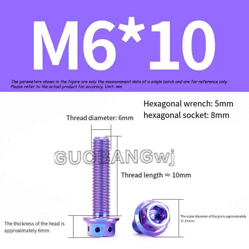 TC4 Titanium Motorcycle Modification Screws,Electric Vehicle Decorative Screws,Hollow Internal/External Hex Screws M6 M8 1Pcs
