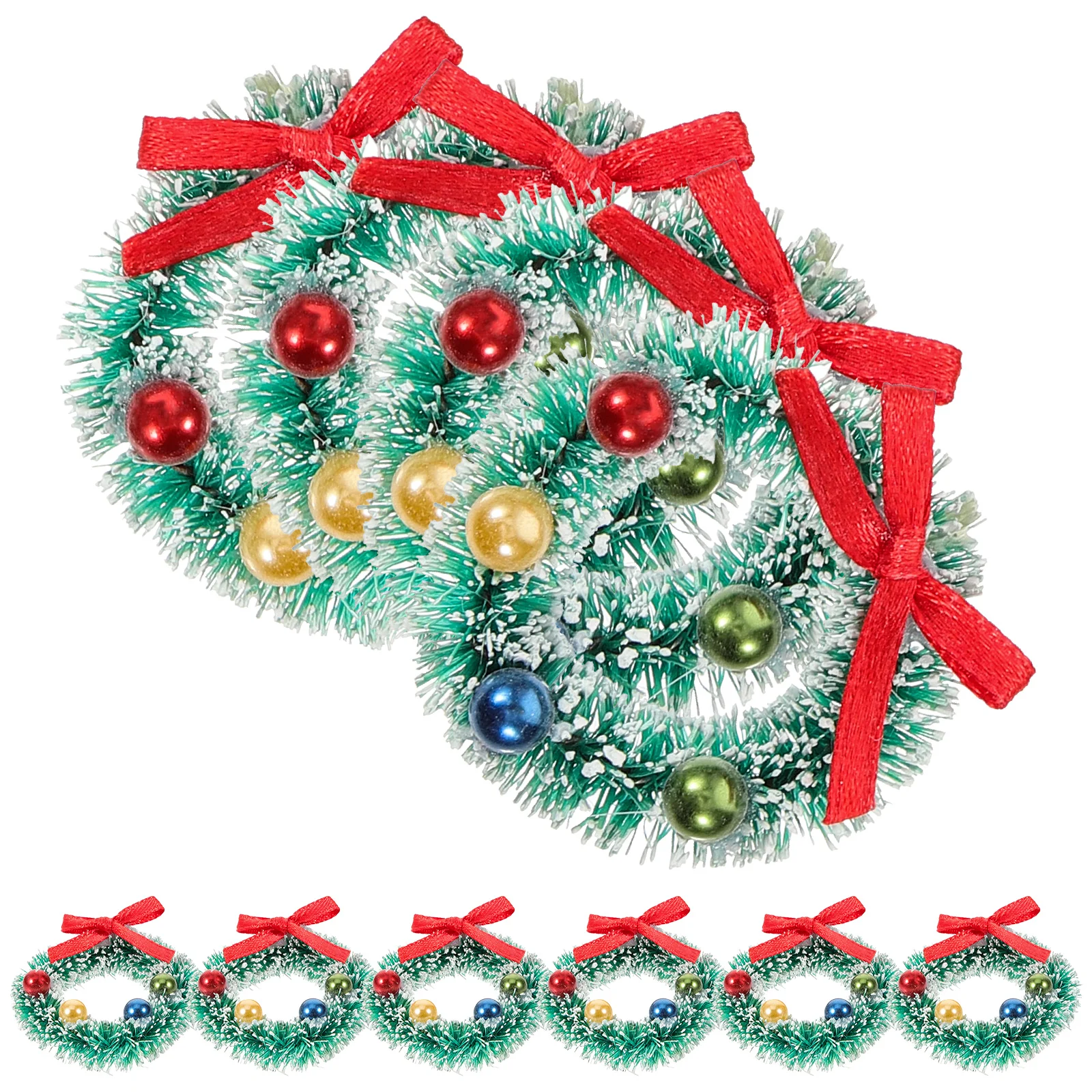 

10pcs Christmas Wreath Decorations Mini Home Party Hanging Xmas Garlands Artificial Ornament Festival Scene Props Pendant Diy
