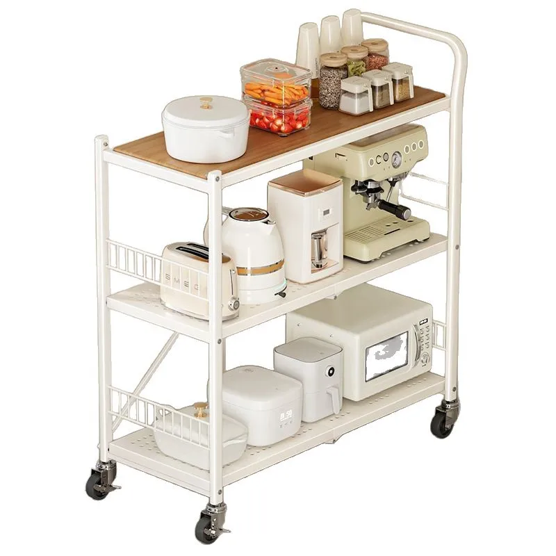 Installation-free kitchen rack floor-to-ceiling multi-layer oven pot rack microwave oven storage removable storage trolley