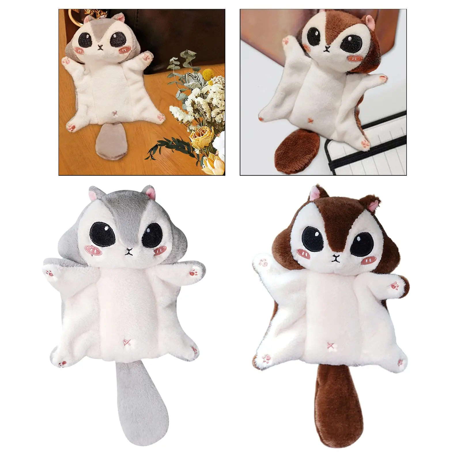 Flying Squirrel Keychain Car Pendant Soft Decoration Lifelike Cartoon Stuffed Animals Toy Plush Doll Key Chain Girl Bag Pendant