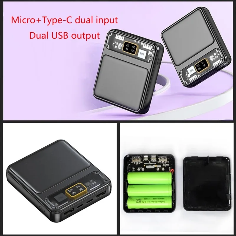 3x 18650 Battery DIY Power Bank Case Charge Storage Box 5V Dual USB Type C Micro USB Interface For Android Smart Phones Tablet