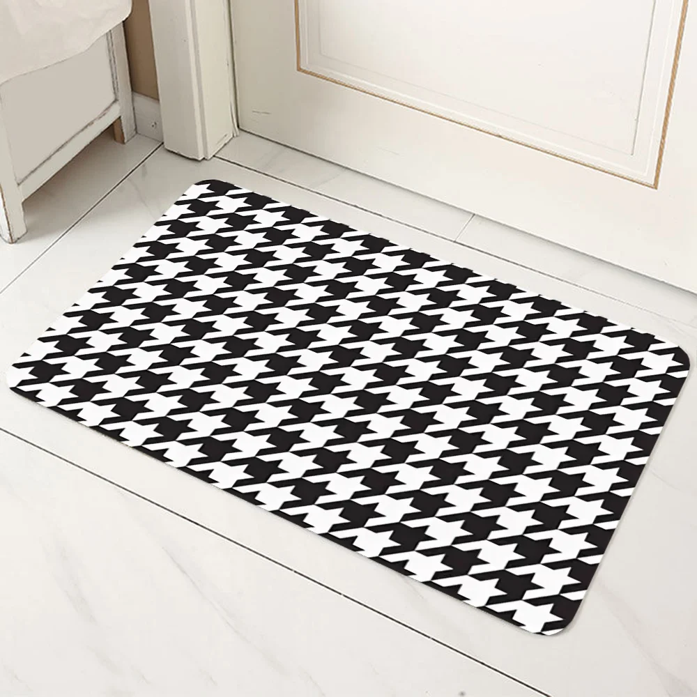 Houndstooth Tapijt Voor Bed Kamer Matten Gebed Mat Deurmat Toegangsdeur Schattig Tapijt Woondecoratie Balkon Tapijten Bad Voet Keuken