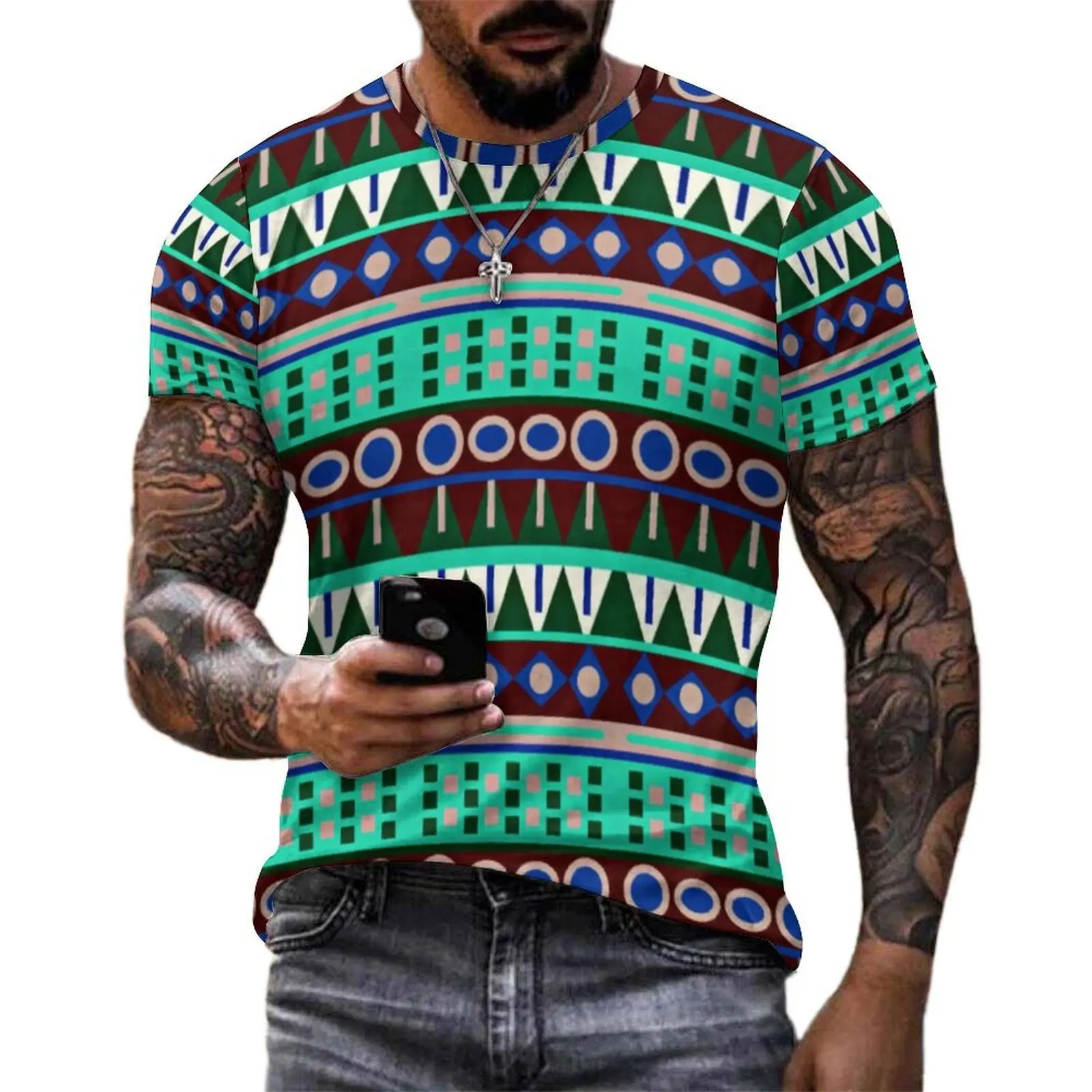 Retro African Tribal T-Shirt Vintage Print Hip Hop T-Shirts Men Funny Tshirt Summer Short Sleeve Graphic Top Tees Plus Size 6XL