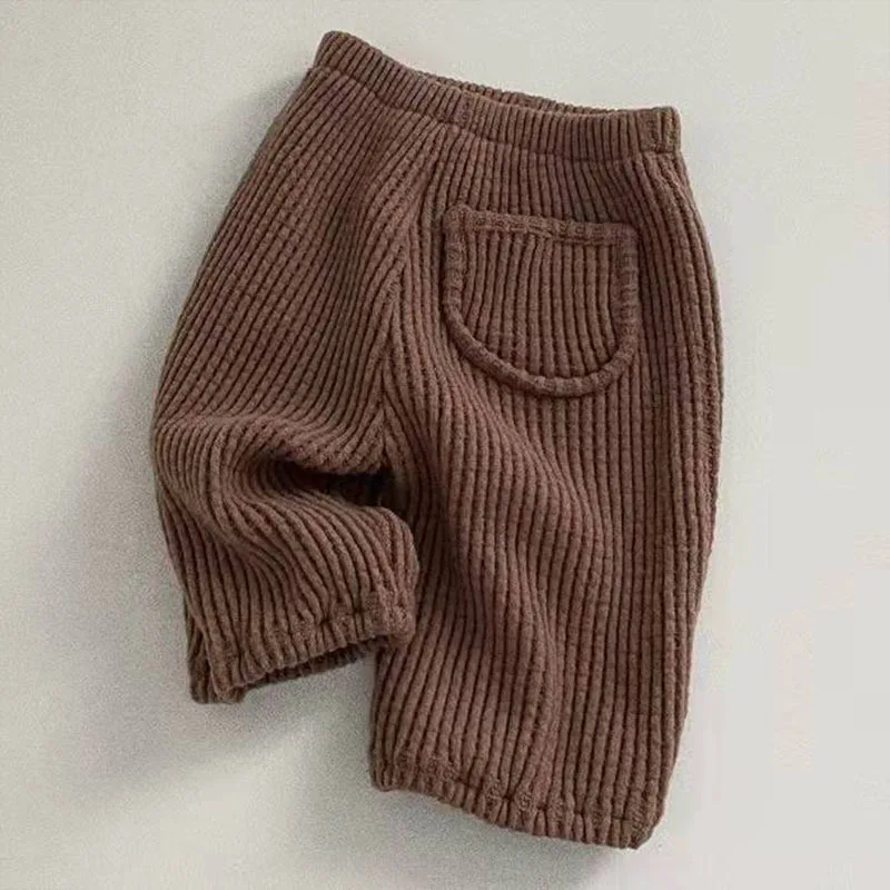 2025 Spring New Baby Solid Trousers Cotton Infant Ribbed Pants Fashion Boys Girls Sports Pants Toddler Kids Casual Pants