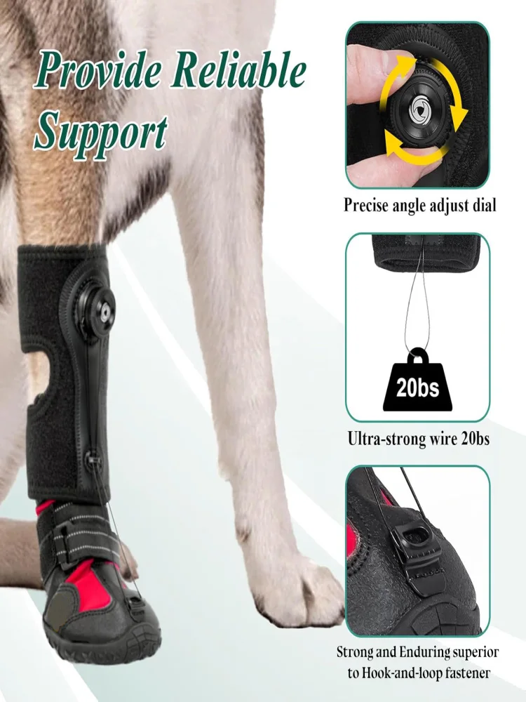 Drops Foot Brace Brak knykling Boot Brace dla psa korygujące buty dla psw, aby bezpiecznie podnosić palce twarda antypoślizgowa podeszwa ochrona łap — 2