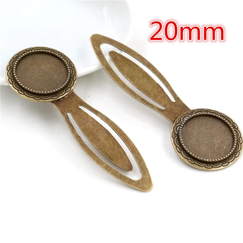 2pcs Antique Silver Plated Bronze Bookmark Cabochon Base Set