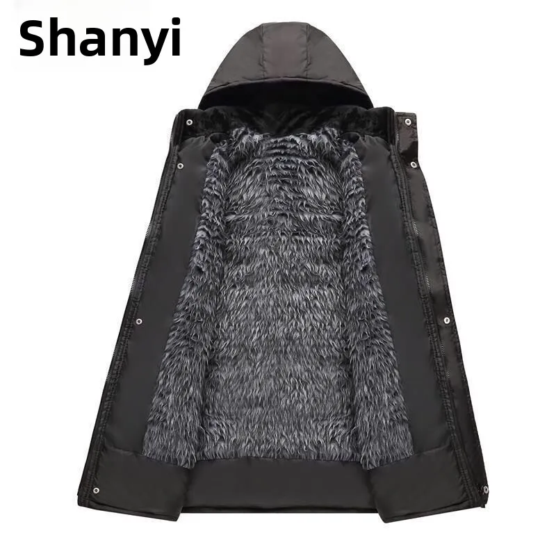 

Мужское зимнее теплое внутреннее пальто на подкладке Thiened Fce, хлопковое дэт, зимняя одежда для папы среднего возраста, длинная свевая застежка-молния, Soli...