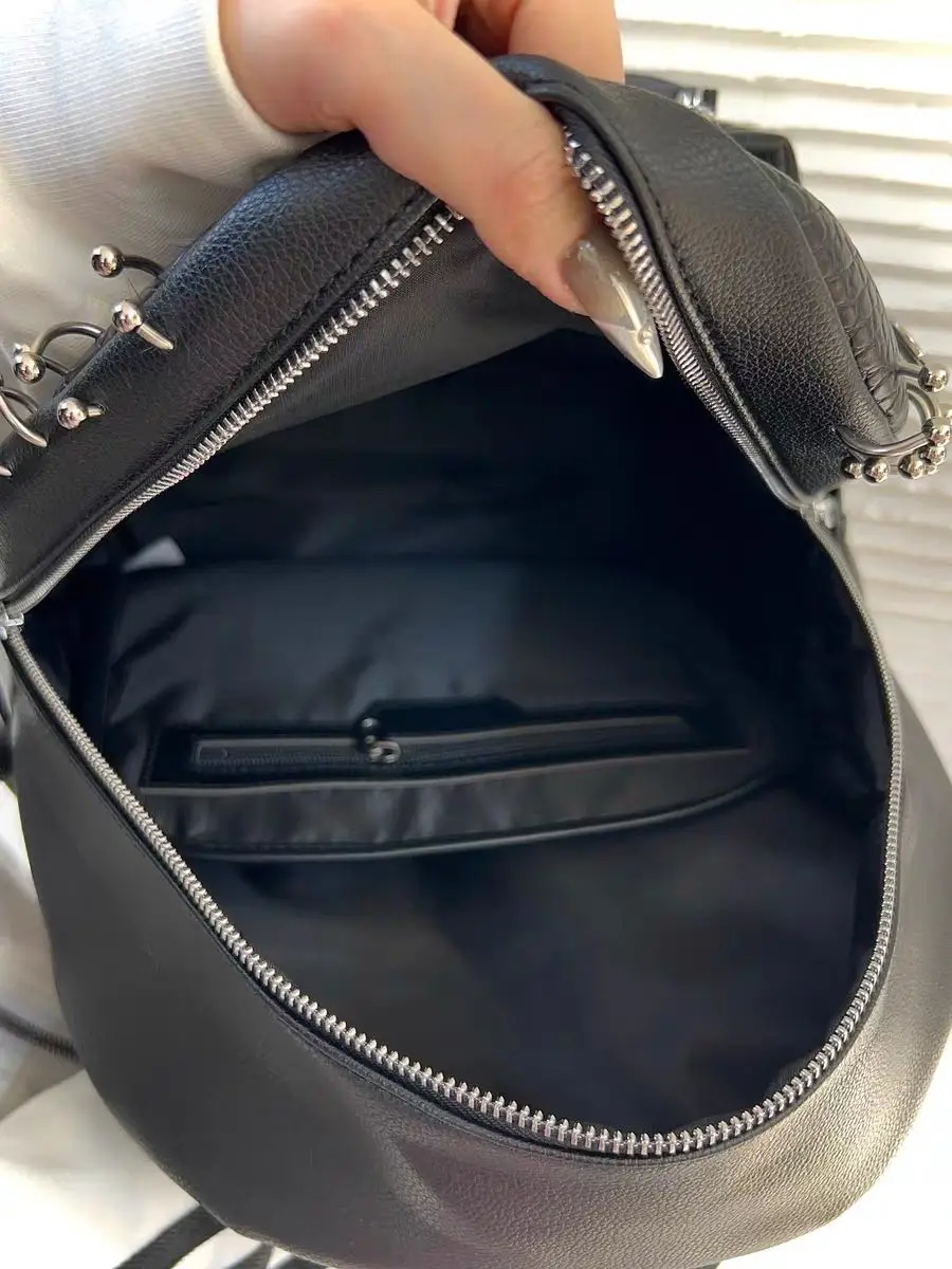 Original Designed Multi Pockets Backpack Rivets Punk Backpack Fashion Faux Leather Backpacks view 4