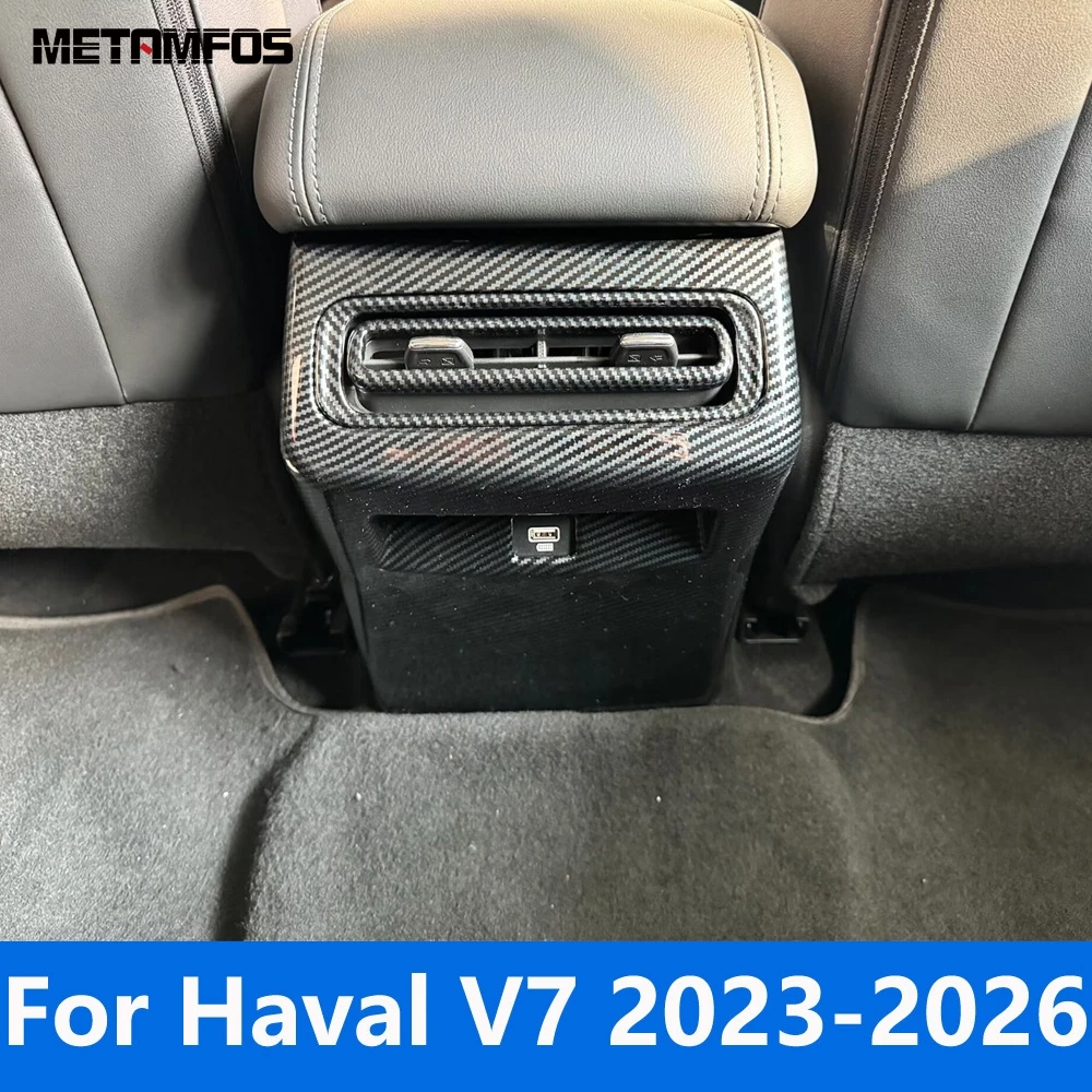 Interior Accessories For Haval V7 2023 2024 2025 2026 Carbon Fiber Armrest Box Rear Air Condition Vent Outlet Cover Trim Frame