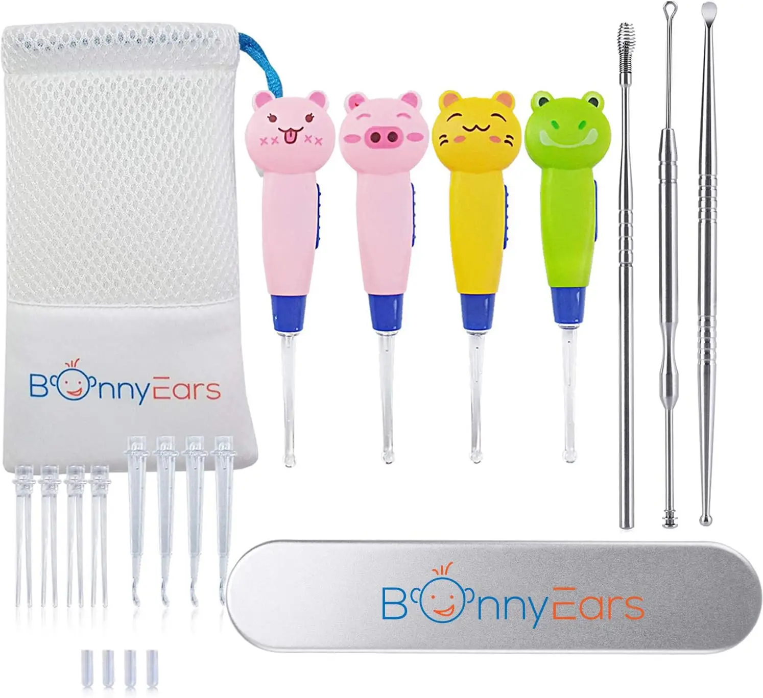 

LED Light Ear Wax Removal Tool for Kids & Adults - Stainless Steel Cleaning Kit with Spoon Tweezers