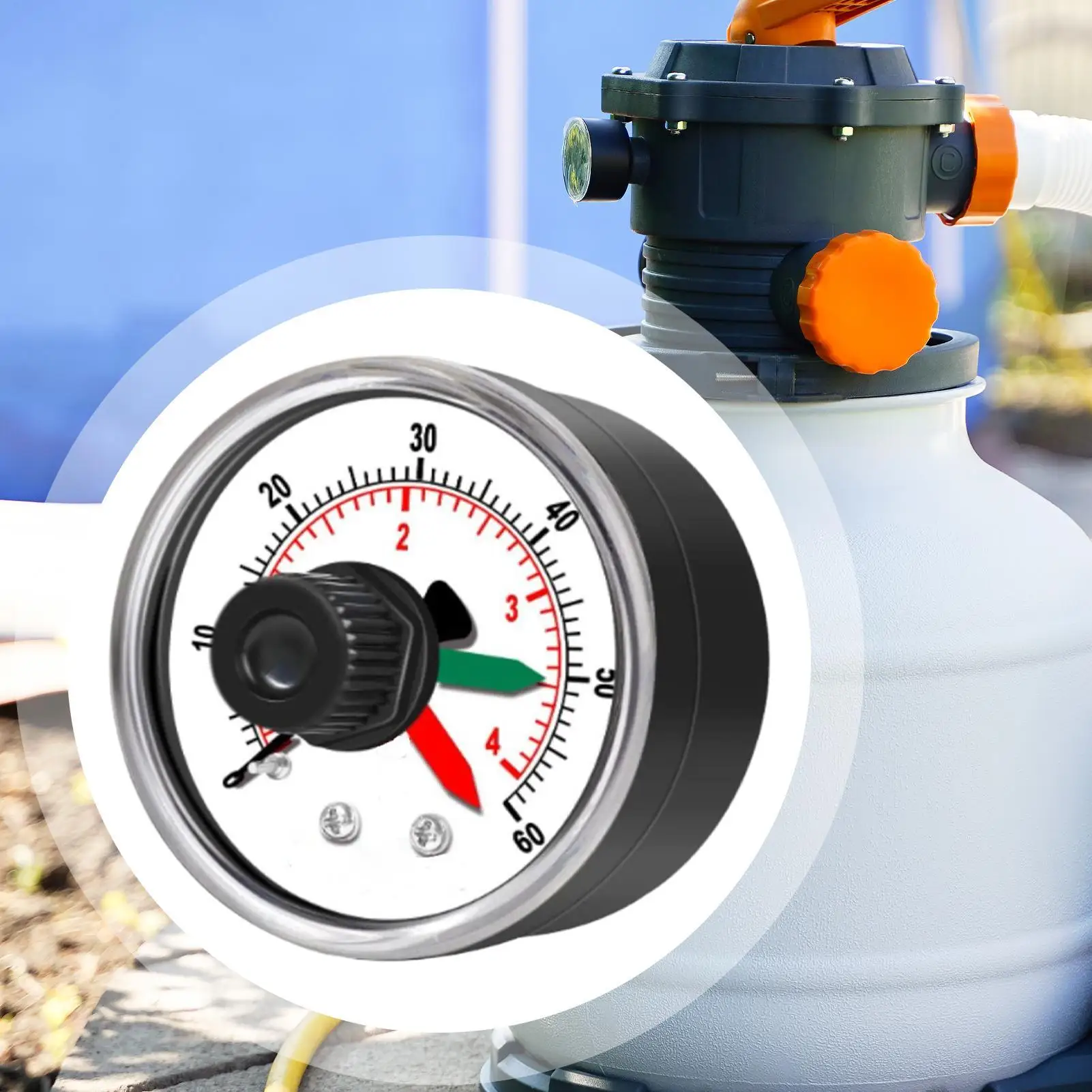 

Pool Filter Pressure Gauge 0-60 Psi Pump Indicator Aquarium Replacement Test for Pond Spa Hot Tub Backyard Garden Patio
