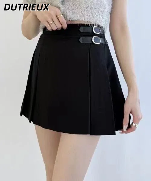 Japanese Niche Design Short A-shaped Pleated Skirt Sweet and Cute Girl Versatile Elastic Waist Shorts Skirts New Pleated Skirt