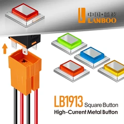 LANBOO 19MMx13MM LED Plastic Metal Push Button 2NO 4-Pin Square Switch 15A Green Red for Electronics Market