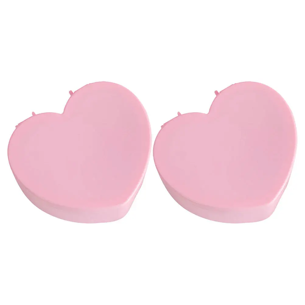 

2Pcs Heart Jewelry Box for Girls Double Layer Storage Portable Organizer Built in Mirror for Necklaces Rings Earrings Pink
