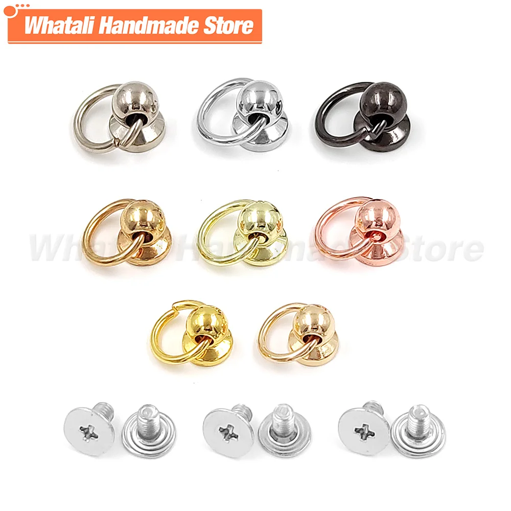 20set 7/8/10mm Metal O Ring Stud Chicago Screw Rivet Ball Post Screwback With For Leathercraft Phone Case Decoration Accessories