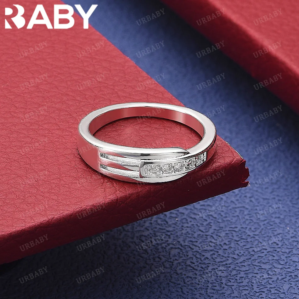 

URBABY 925 Sterling Silver Size 7-10 Contract Zircons Ring Fashion Jewelry Vintage Grace Charm Noble Party Birthday