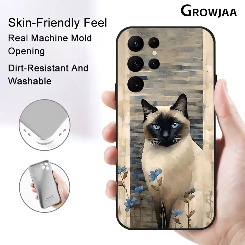 Siamese Cat Cute Phone Case for Samsung Galaxy S24 Ultra S22 S23 Ultra S21 S20 5G Protective Silicone TPU Funda