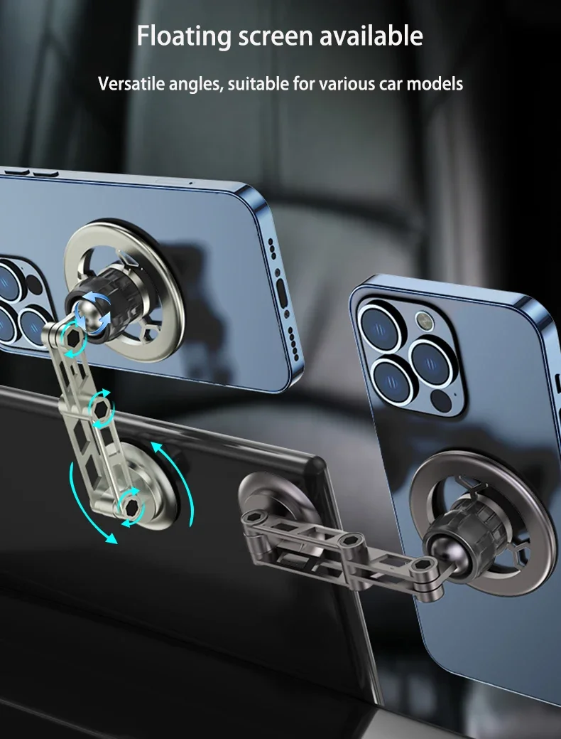 360 Rotation Foldable Magsafe Magnetic Car Phone Holder Auto Dashboard Windshield GPS Navigation Car Bracket Zinc Alloy Stand