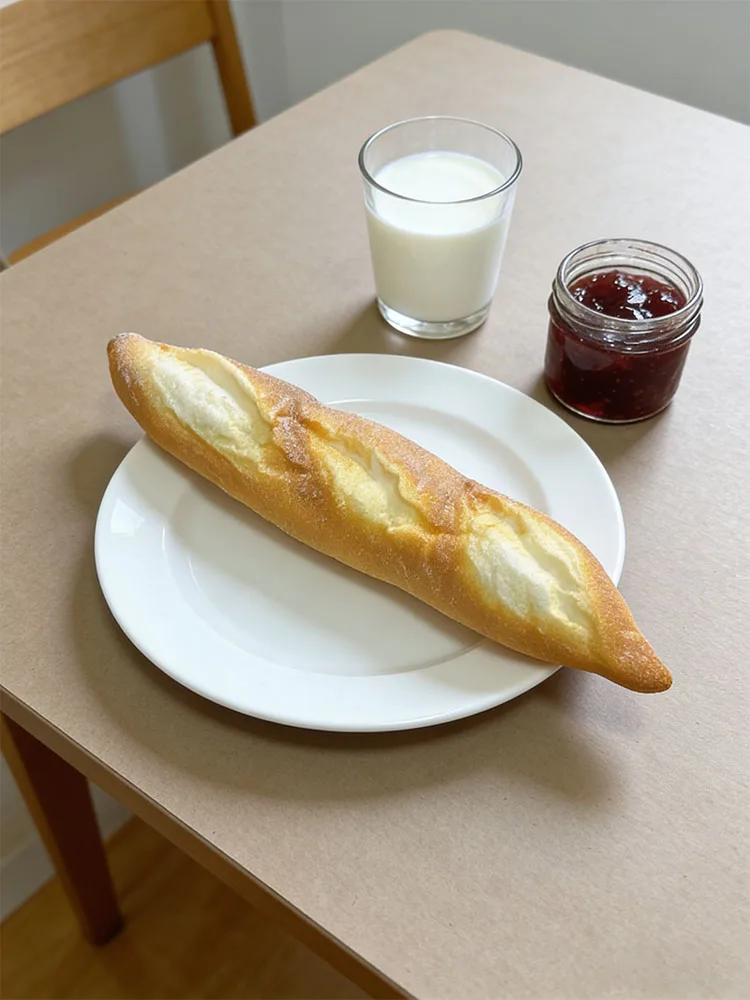 1 unidad de simulación de baguette, pan de molde puntiagudo, adorno europeo de imitación para escaparate de cocina, estudio o pastelería
