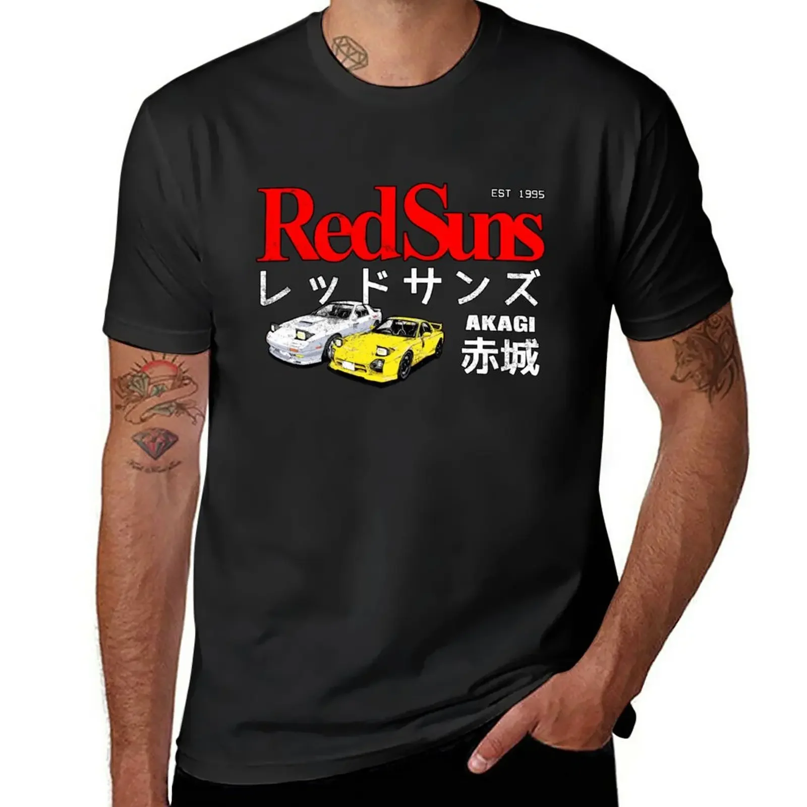 Initial D - Akagi RedSuns T-Shirt aesthetic clothes korean fashion blanks men t shirts