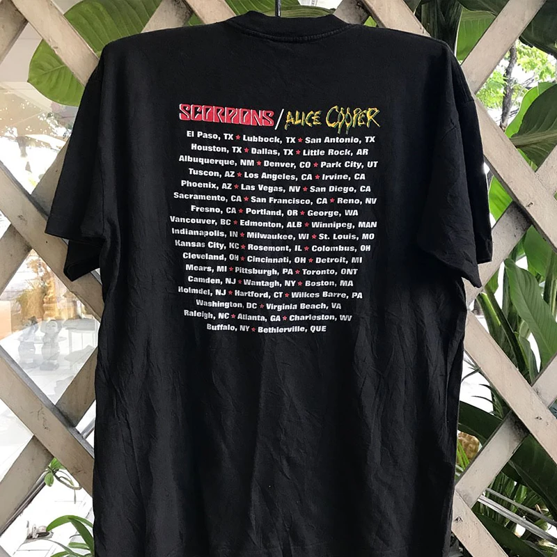 Alice Cooper Band Scorpion Rock Trendy Letter Hiphop Short Sleeve T-Shirt Unisex Cotton Youthful Printed Summer Top
