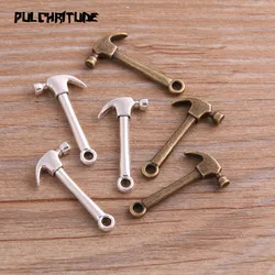 20PCS 13*25mm Two Color Metal Zinc Alloy Daily Necessities Tool Hammer Charms Fit Jewelry Pendant Charms Makings