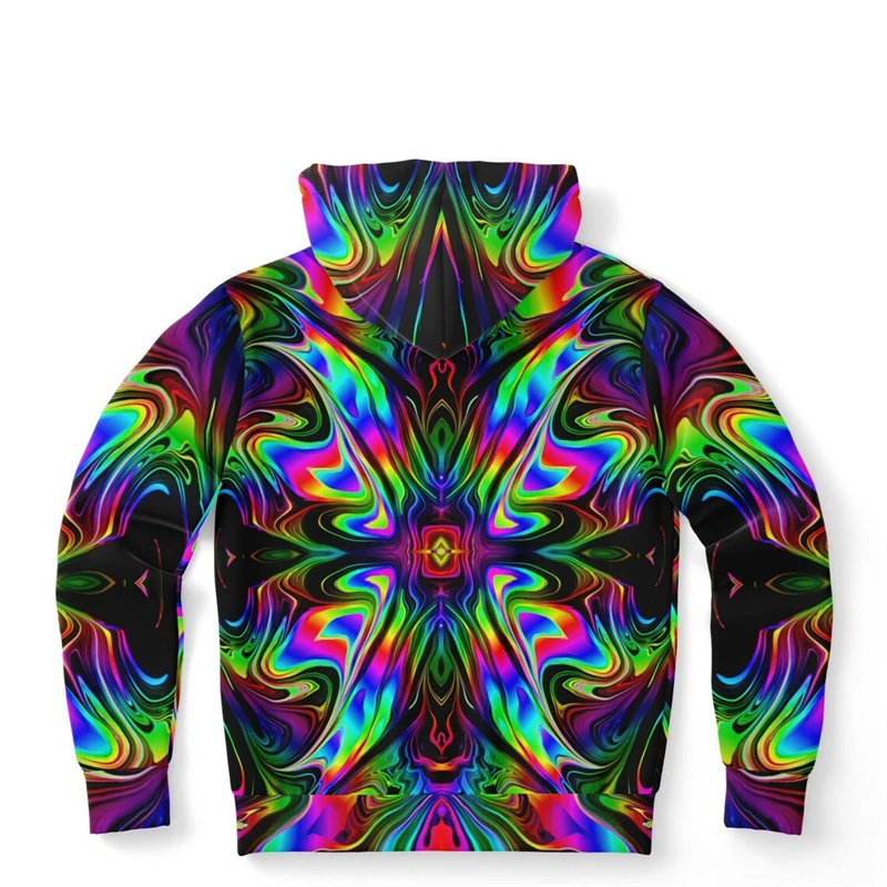 Harajuku Hoodies Men\'s Colorful Stripe Pattern 3d Print Street Tops Autumn Daily Casual Long Sleeve Oversized Hooded Sweatshirts