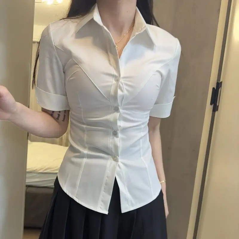 White Original JK Uniform Fitted Shirt Japanese-style Sweet and Spicy School Uniform Long-sleeved Slimming Top for Hot Girls